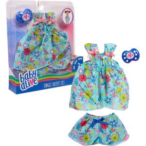 Baby Alive Single Outfit Set for Baby Dolls (Doll Sold Separately), Teal and Floral Print Blouse and Play Pacifier, Kids Toys for Ages 3 Up by Just Play(Floral Blouse)