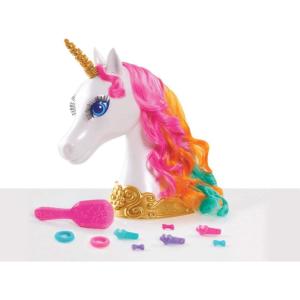 Barbie Dreamtopia 12-inch Unicorn Styling Head with Accessories, 10-pieces, Rainbow Hair, Kids Toys for Ages 3 Up by Just Play(1 Count (Pack of 1))