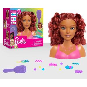 Barbie Small Styling Head and Accessories, Brown Hair, Brown Eyes, 17-pieces, Pretend Play, Kids Toys for Ages 3 Up by Just Play