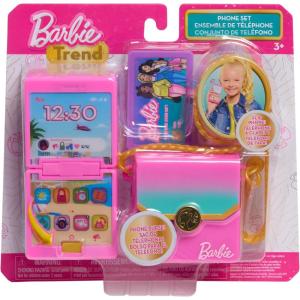 Barbie Trend Lights and Sounds Phone Set, 4-Pieces, Interactive Toy Phone, Toy Purse, Dress Up and Pretend Play, Kids Toys for Ages 3 Up by Just Play