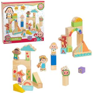 CoComelon JJ & Friends Wood Block Set, 30-Pieces, Recycled Wood, Officially Licensed Kids Toys for Ages 18 Month by Just Play(JJ & Friends Wood Block Set)