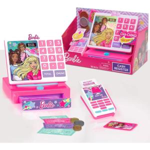 Just Play Barbie Trendy Cash Register with Sounds, Pretend Money, and Credit Card Reader, 9 Piece Playset, Kids Toys for Ages 3 Up