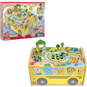 Just Play CoComelon Wheels on The Bus Wooden Activity Table, Recycled Wood, Kids Toys for Ages 18 Month