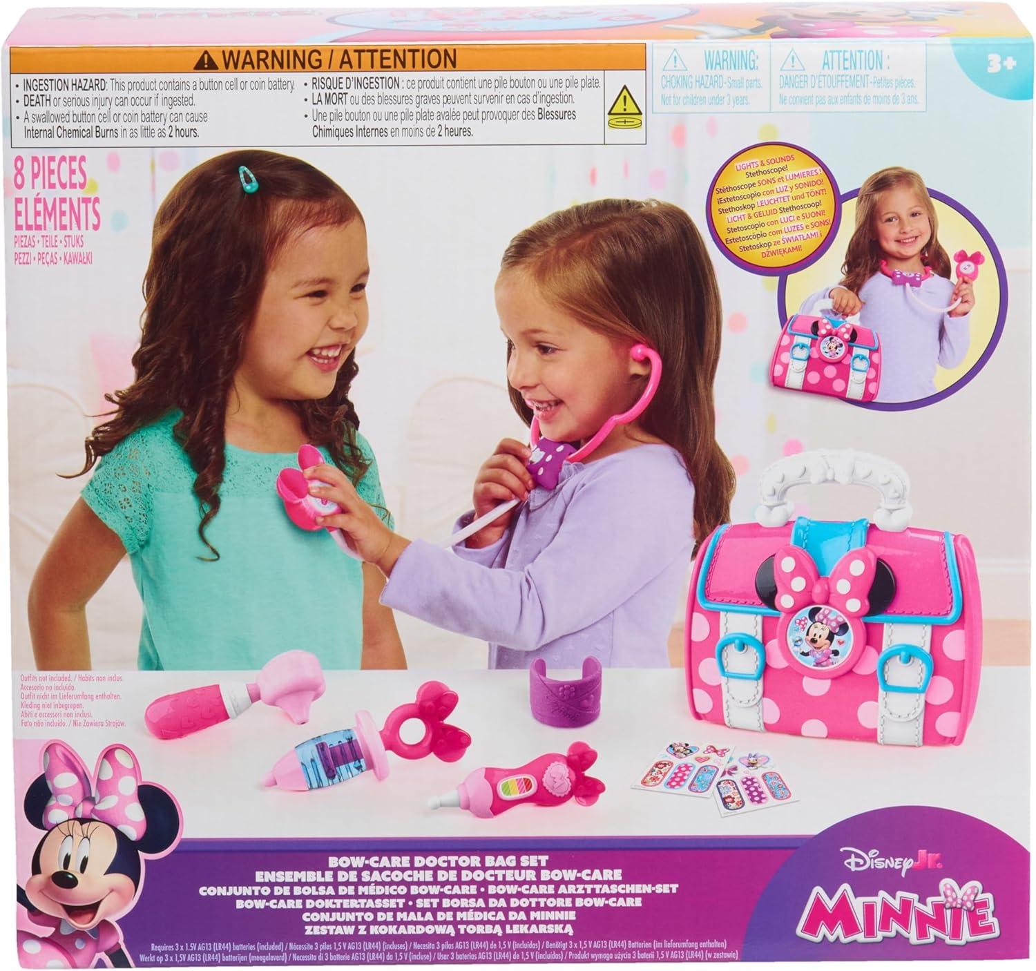 imageDisney Junior Minnie Mouse BowCare 8piece Doctor Kit for Toddlers Ages 35 Lights and Sounds Stethescope Officially Licensed Pink Preschool Pretend Play Kids Kids Toys for Ages 3 Up by Just Play