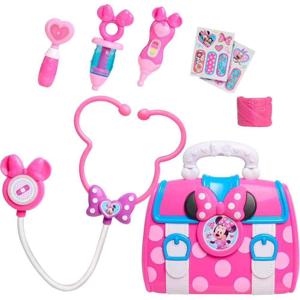imageDisney Junior Minnie Mouse BowCare 8piece Doctor Kit for Toddlers Ages 35 Lights and Sounds Stethescope Officially Licensed Pink Preschool Pretend Play Kids Kids Toys for Ages 3 Up by Just Play