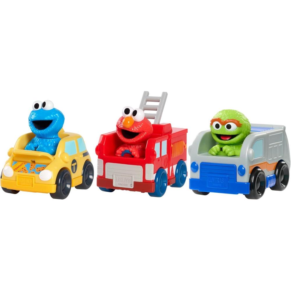 imageSESAME STREET Twist and Pop Wheelies 3Pack Preschool Toy Vehicles Includes Elmo Cookie Monster and Oscar 3quot Interactive Toy Cars for Fans Boys Girls Kids Ages 2 and Up by Just Play