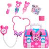 Disney Junior Minnie Mouse Bow-Care 8-piece Doctor Kit for Toddlers Ages 3-5, Lights and Sounds Stethescope, Officially Licensed, Pink, Preschool Pretend Play Kids, Kids Toys for Ages 3 Up by Just Play