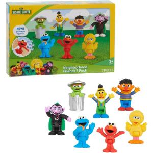 Sesame Street Neighborhood Friends, 7-piece Poseable Figurines, Kids Toys for Ages 2 Up by Just Play