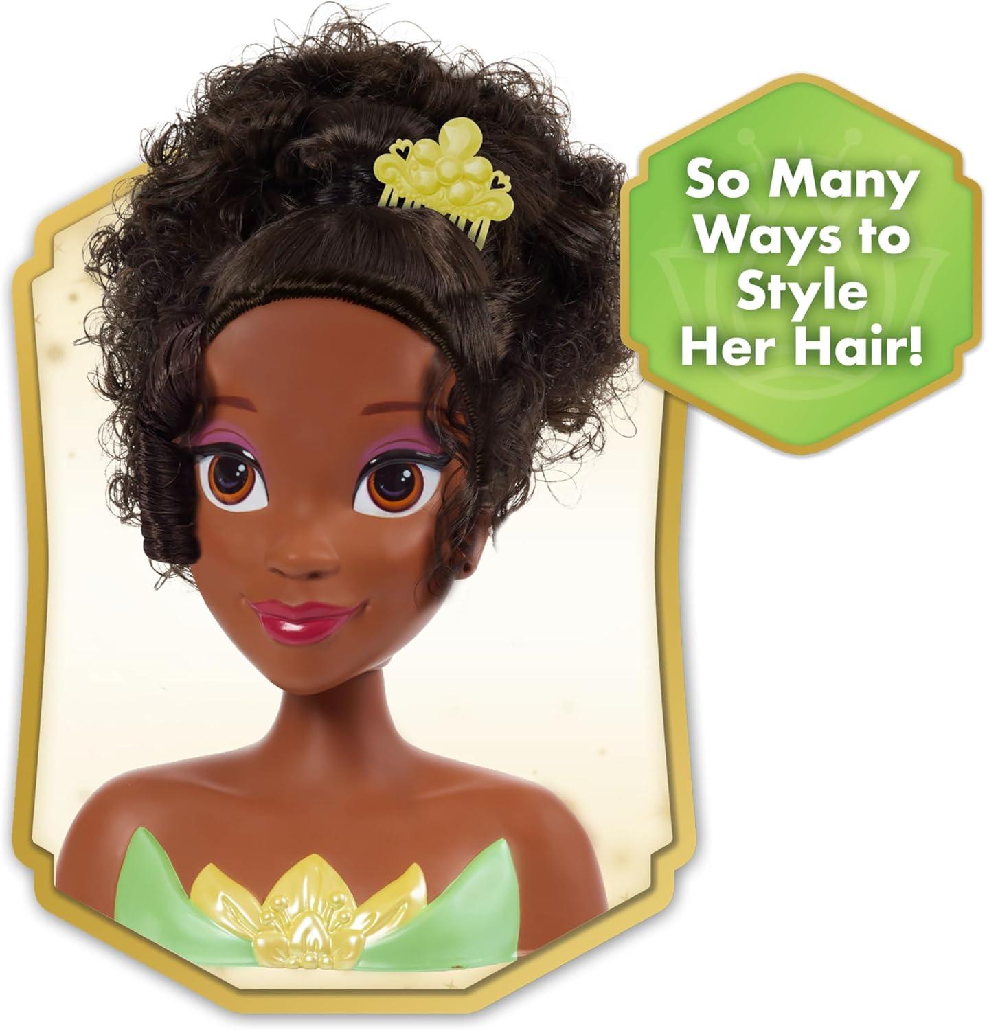 image:imageDisney Princess Tiana Styling Head 14pieces Black Hair Brown Eyes Pretend Play Kids Toys for Ages 3 Up by Just Play