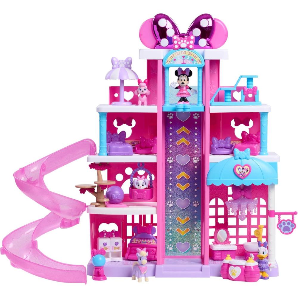 image:imageDisney Jr Minnie Mouse Pet Hotel Playset Amazon Exclusive with 2 Bonus Figures 20 Inch Playset 25 Pieces Included Ages 3 and Up