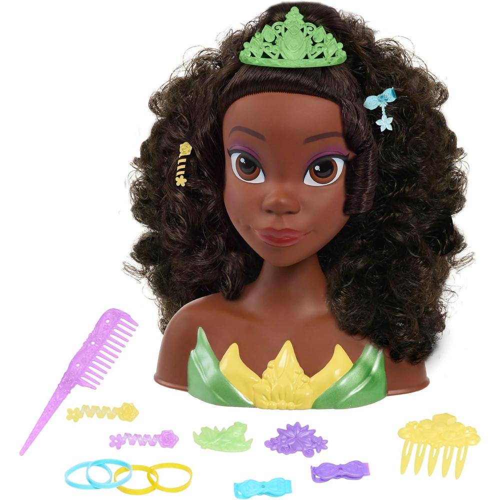 image:imageDisney Princess Tiana Styling Head 14pieces Black Hair Brown Eyes Pretend Play Kids Toys for Ages 3 Up by Just Play
