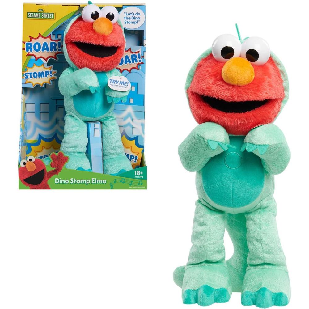 image:imageSesame Street Dino Stomp Elmo 13Inch Plush Stuffed Animal Sings and Dances Kids Toys for Ages 18 Month by Just Play13 inch Pack of 1