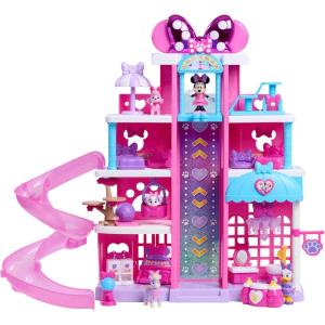 Disney Jr. Minnie Mouse Pet Hotel Playset, Amazon Exclusive with 2 Bonus Figures, 20 Inch Playset, 25 Pieces Included, Ages 3 and Up