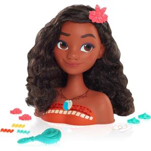 Disney Princess Moana Styling Head with Accessories, 14-pieces, Black Hair, Brown Eyes, Kids Toys for Ages 3 Up by Just Play(Multicolor)