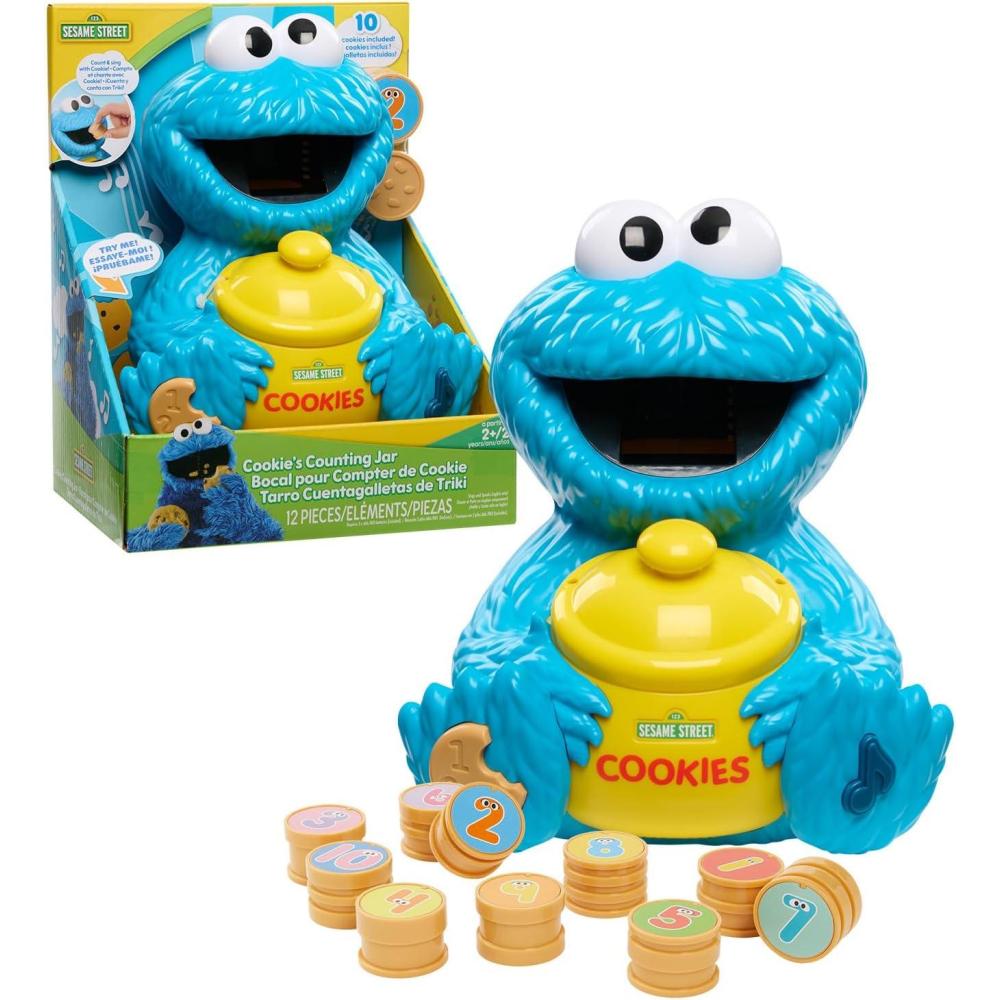 image:imageSesame Street Cookies Counting Jar 12Pieces 20 Phrases and Sounds Learning and Education Kids Toys for Ages 2 Up by Just Play