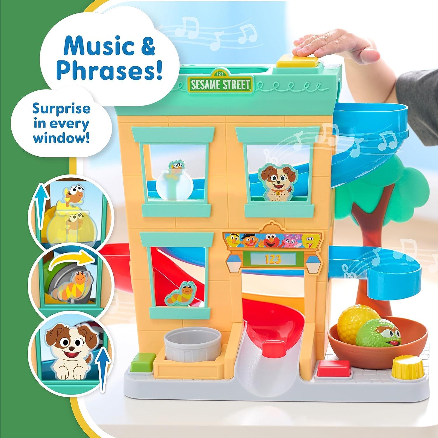 image:imageSesame Street Round The Neighborhood 4Piece Ball Drop Playset and Figures Sounds and Phrases Kids Toys for Ages 12 Month by Just Play