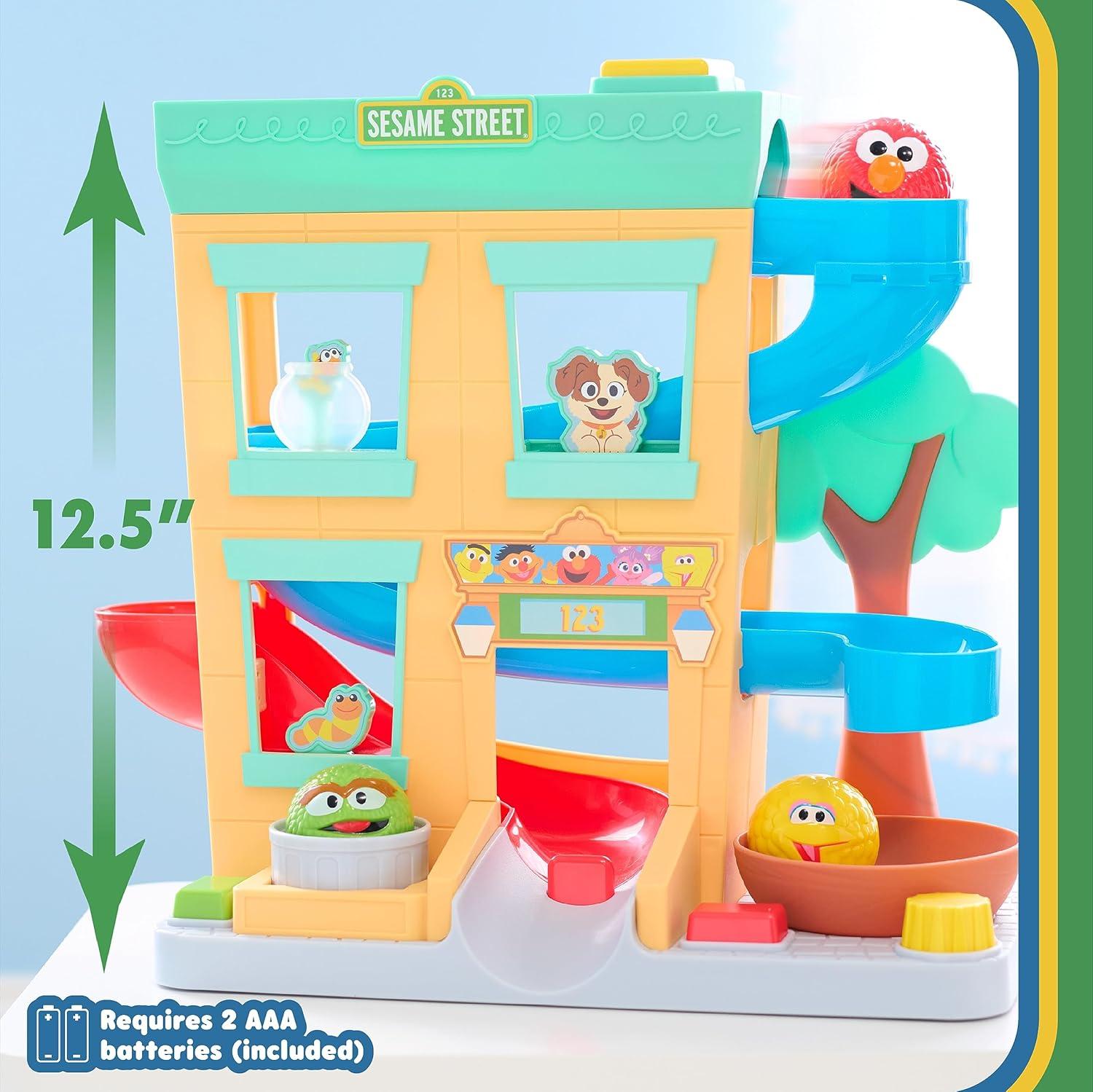 image:imageSesame Street Round The Neighborhood 4Piece Ball Drop Playset and Figures Sounds and Phrases Kids Toys for Ages 12 Month by Just Play