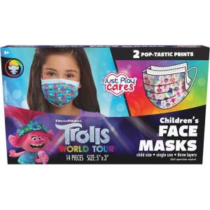 Just Play Children’s Single Use Face Mask, Trolls World Tour, 14 Count, Small, Ages 2-7, Kids Toys for Ages 2 Up(Trolls World Tour Children’s Face Mask)