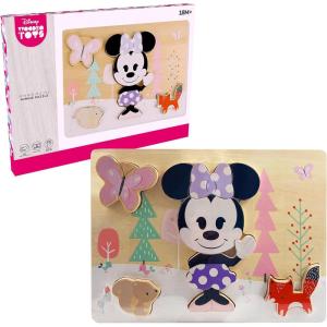 Just Play Disney Wooden Toys Minnie Mouse 8-Piece Puzzle, Early Learning and Education, Pretend Play, Kids Toys for Ages 18 Month