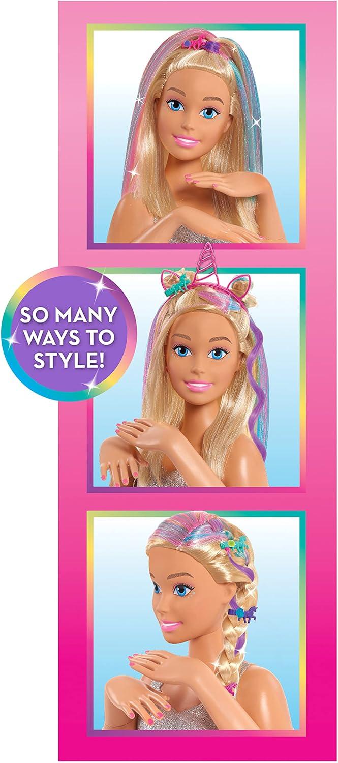 image:imageBarbie Deluxe 20Piece Glitter and Go Styling Head Blonde Hair and Unicorn Headband Kids Toys for Ages 5 Up by Just PlayBlonde Hair