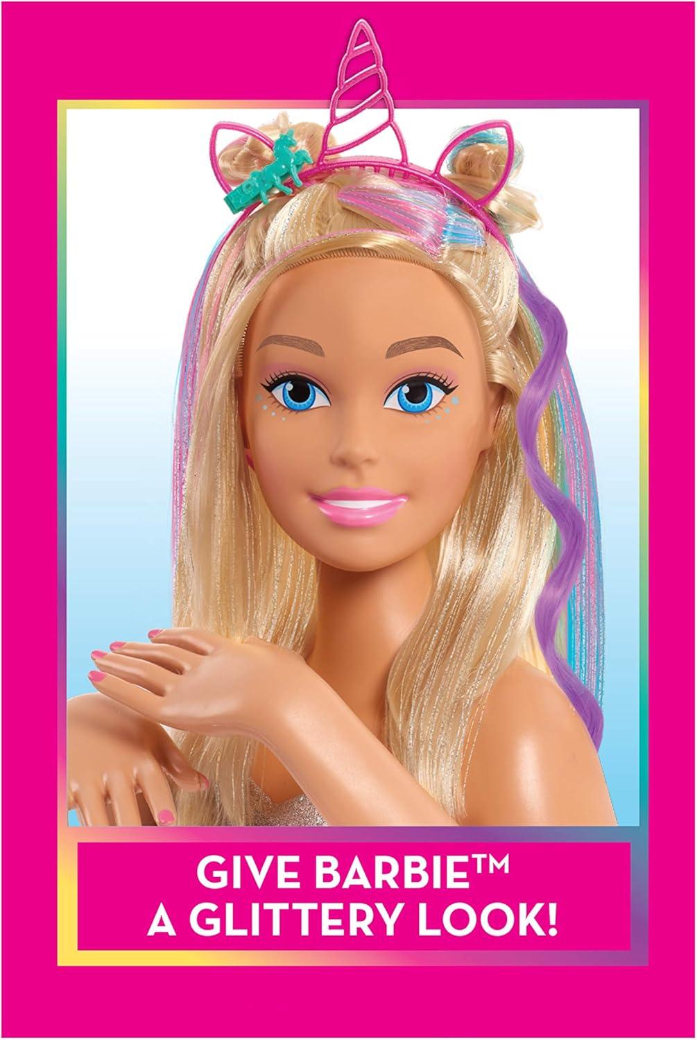 image:imageBarbie Deluxe 20Piece Glitter and Go Styling Head Blonde Hair and Unicorn Headband Kids Toys for Ages 5 Up by Just PlayBlonde Hair