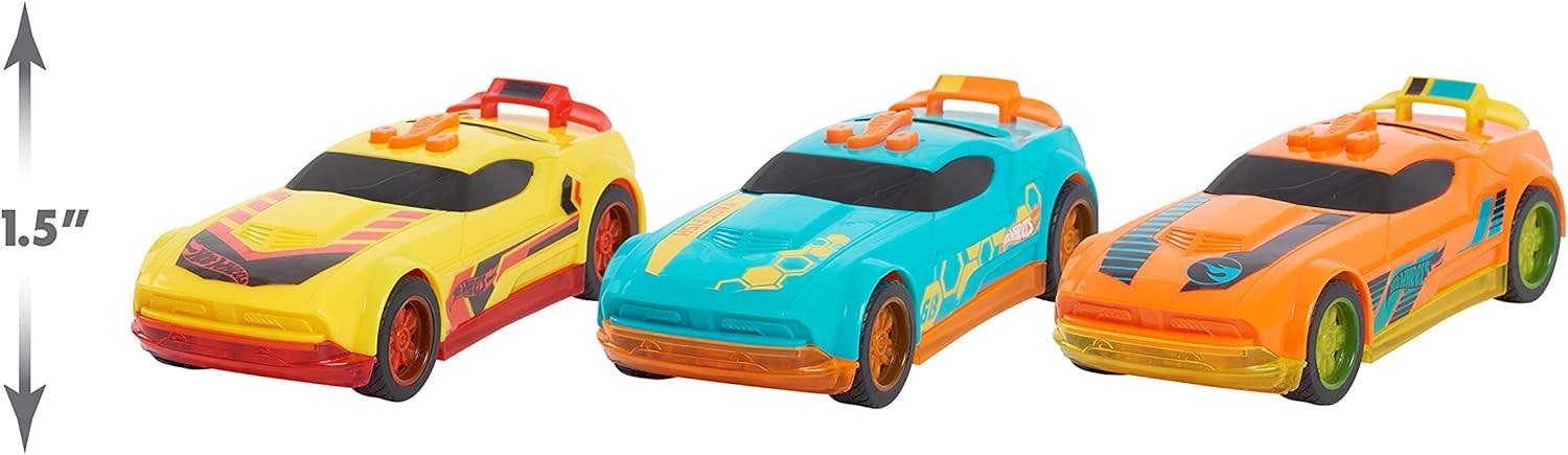 image:imageHot Wheels Glow Riders 3Pack Set Red Teal and Yellow Toy Cars with Lights and Sounds