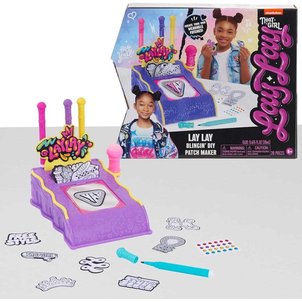 image:imageJust Play That Girl Lay Lays Blingin DIY Patch Maker 12 Satin IronOn Patches 19pieces Arts and Crafts Activity Set Kids Toys for Ages 6 Up