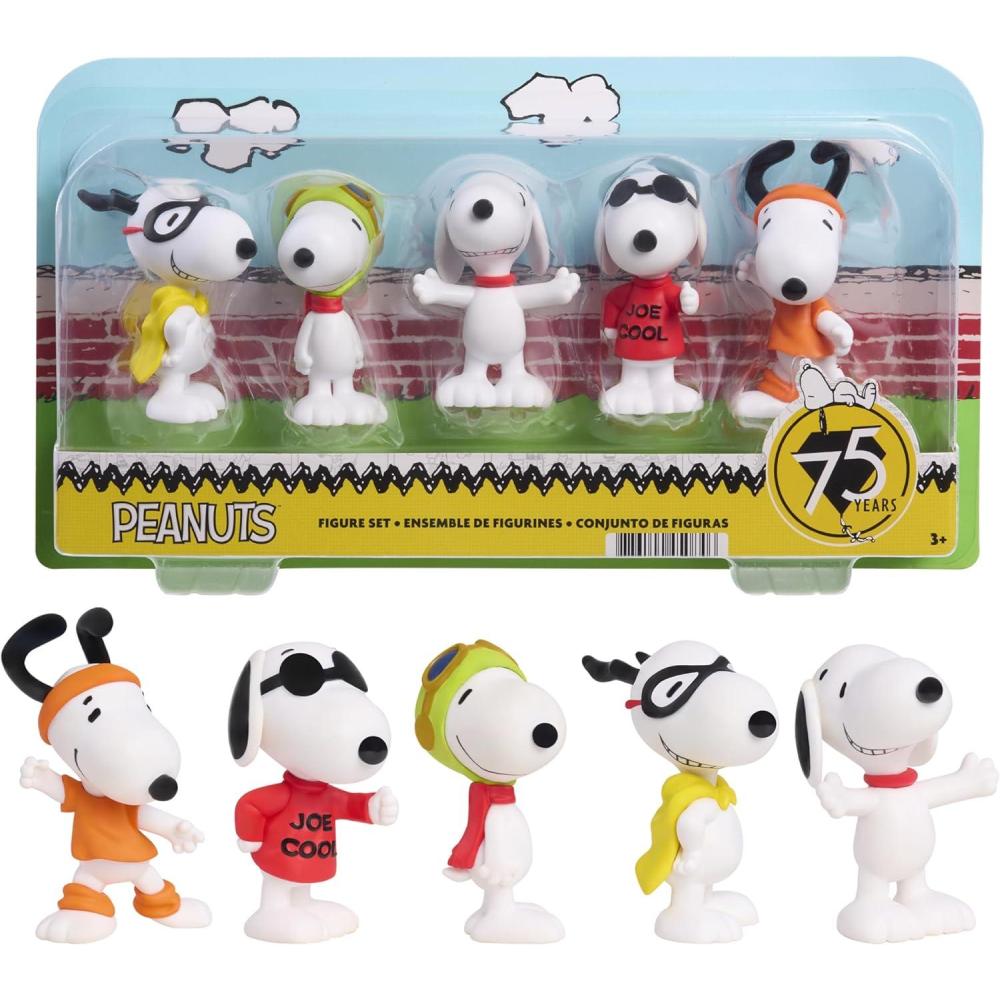 image:imagePeanuts Snoopy Collectible Figure Set 5Pack of Snoopy Figurines Featuring Joe Cool Flying Ace Flashbeagle amp More Official Toys for Kids amp Collectors