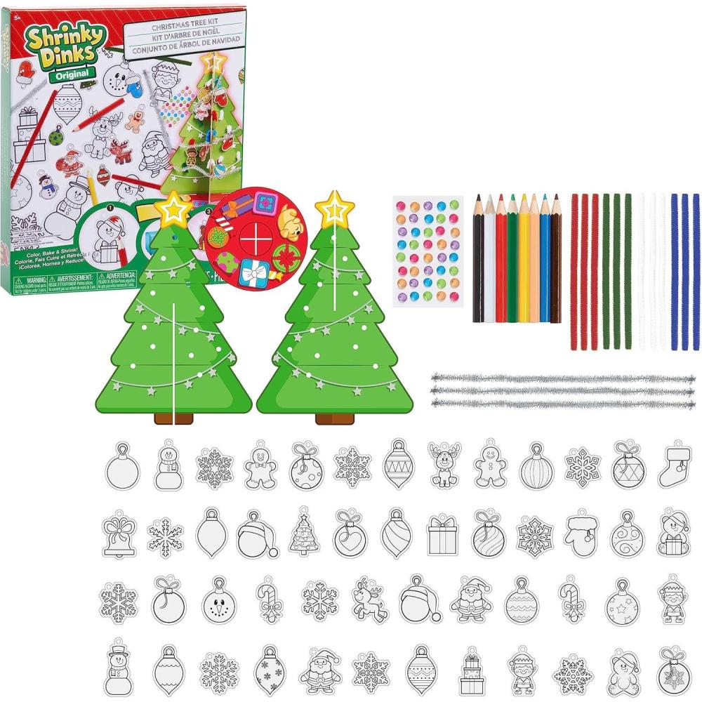 image:imageShrinky Dinks Christmas Tree Kit 50 PreCut Shrinky Dinks Ornaments Arts and Crafts Kids Toys for Ages 5 Up by Just Play