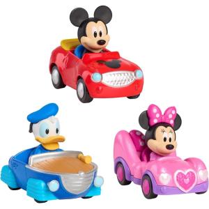 Disney Jr. Mickey Mouse Clubhouse Diecast Car 3-Pack, 3.5-inch Toy Vehicles, Includes Mickey Mouse, Minnie Mouse, and Donald Duck, Toy for Fans, Boys, Kids, Ages 3 and Up by Just Play