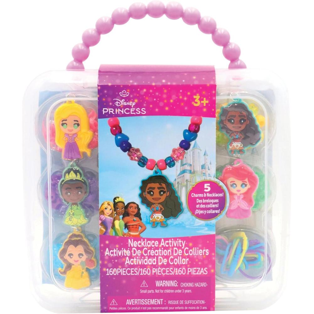 image:imageDisney Princess Necklace Activity Case Jewelry Making Kit with Beads Charms amp Strings Create Custom Princess Necklaces Craft Gift for Girls Ages 3 Portable Storage Case Included