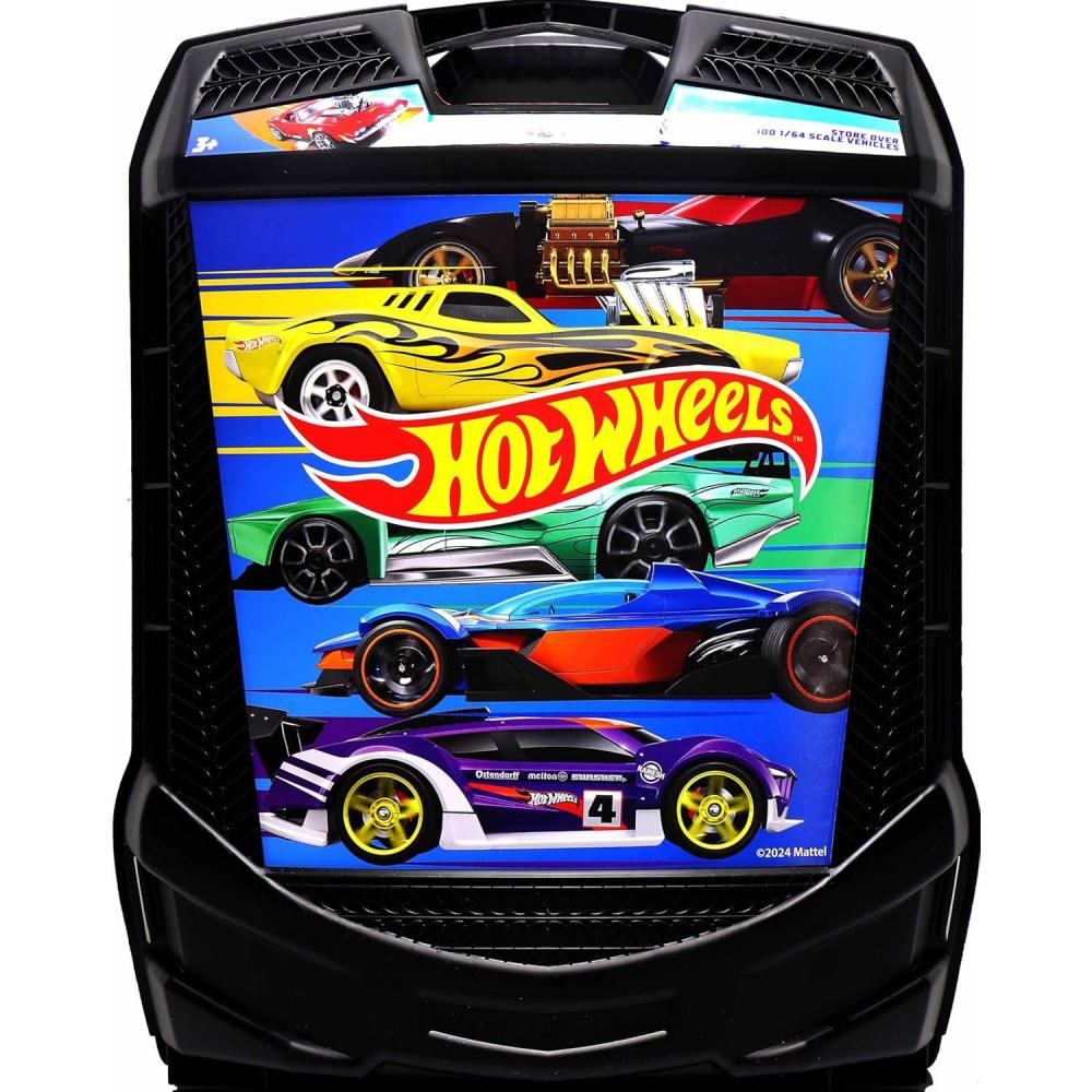 image:imageTara Toys Hot Wheels 48Car Storage Case Durable Plastic Carrying Case with Handle for DieCast Toy Cars Fits 164 Scale Vehicles Organizer for Kids Travel amp Display100 Car Carry Roller