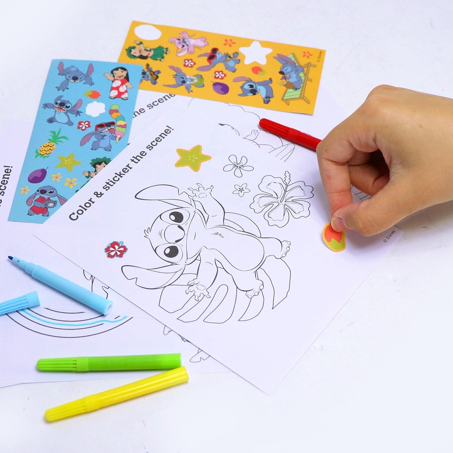 image:imageDisney Stitch Stow amp Go Activity Kit 17Piece Travel Art Set with Coloring Sheets Crayons Stickers amp Carrying Case Preschool Creative Kit for Ages 3Stitch