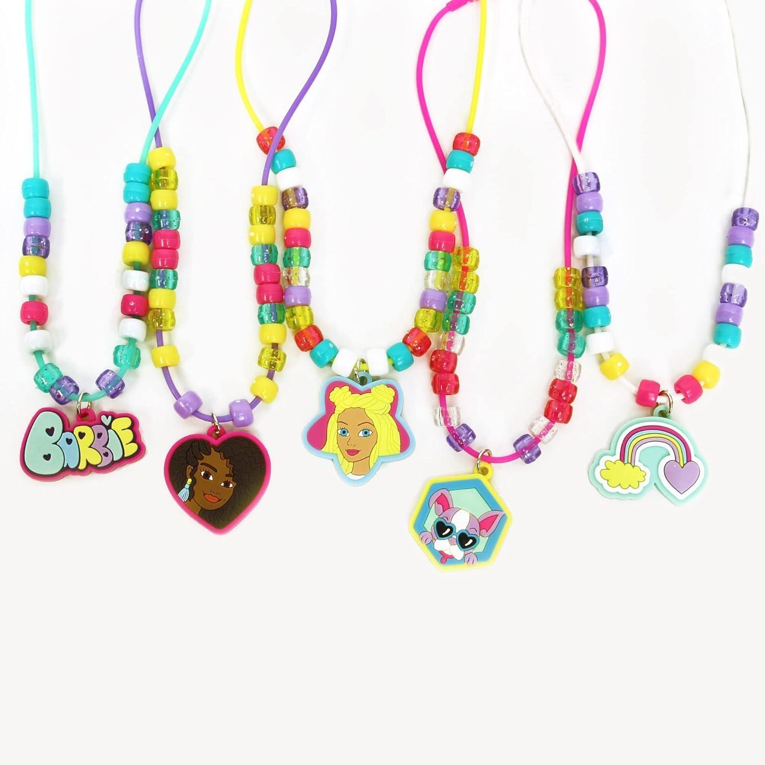 image:imageTara Toys Barbie Necklace Activity Set 160Piece DIY Jewelry amp Bead Kit with 5 Silicone Necklaces 150 Beads amp Character Charms Creative Craft Toy for Kids Ages 3