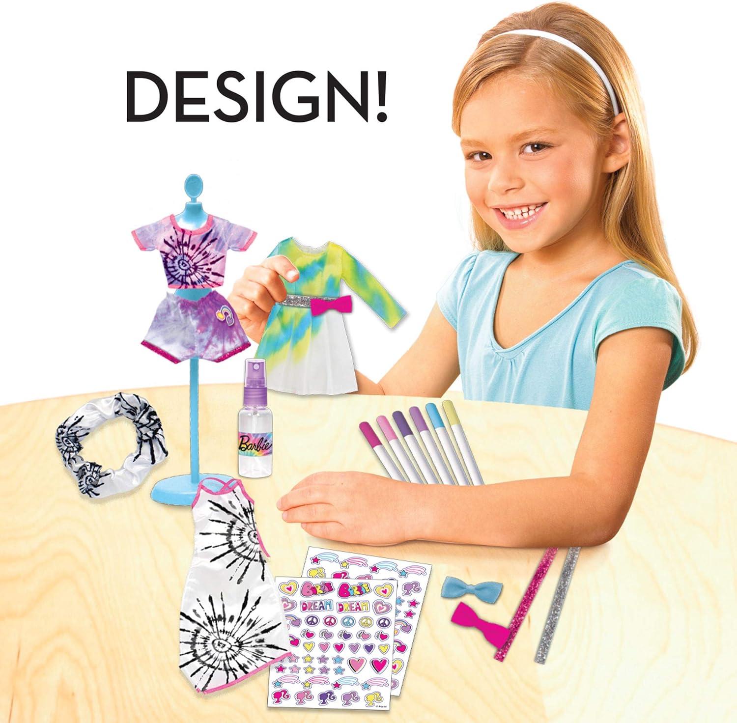image:imageTara Toys Barbie TieDye Fashion Designer Kit DIY Design Set for Girls with Dresses Markers Stickers amp Tools Create Real Barbie Outfits Craft Activity for Kids Ages 6