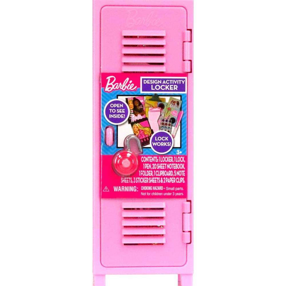 image:imageBarbie Design Activity Locker Creative Kids Craft Set with Mini Journal Stickers Clipboard amp Working Lock Portable Art Locker Playset Ages 3