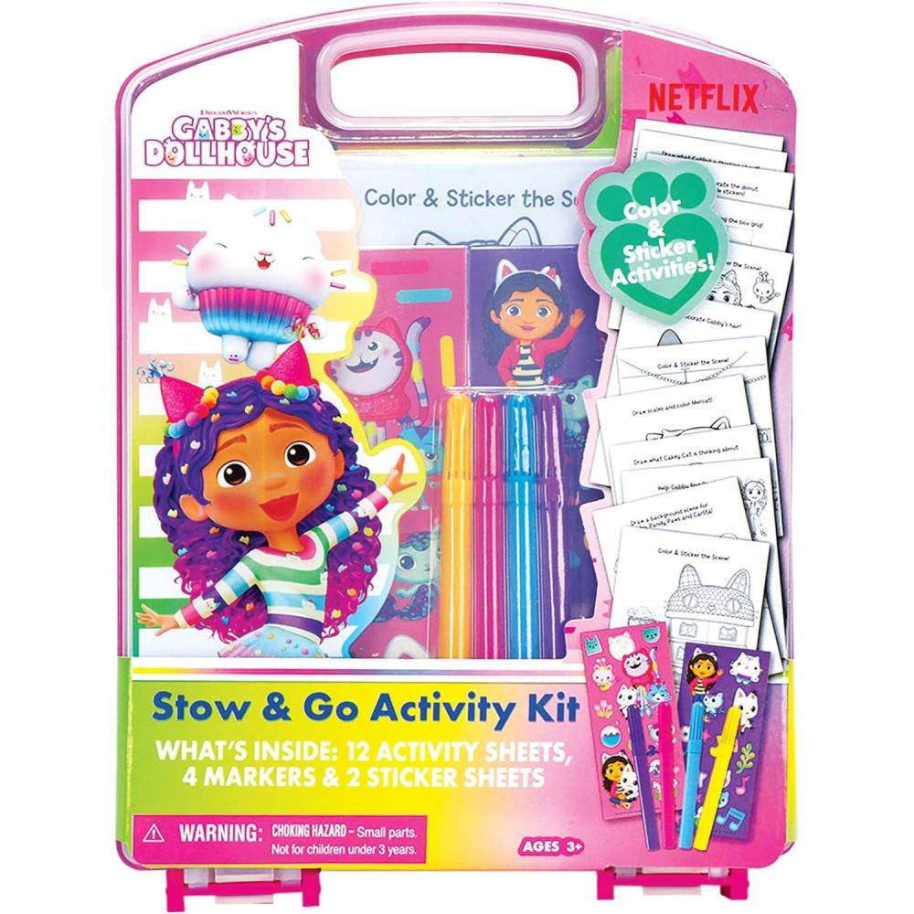 image:imageDisney Stitch Stow amp Go Activity Kit 17Piece Travel Art Set with Coloring Sheets Crayons Stickers amp Carrying Case Preschool Creative Kit for Ages 3Gabbys Dollhouse