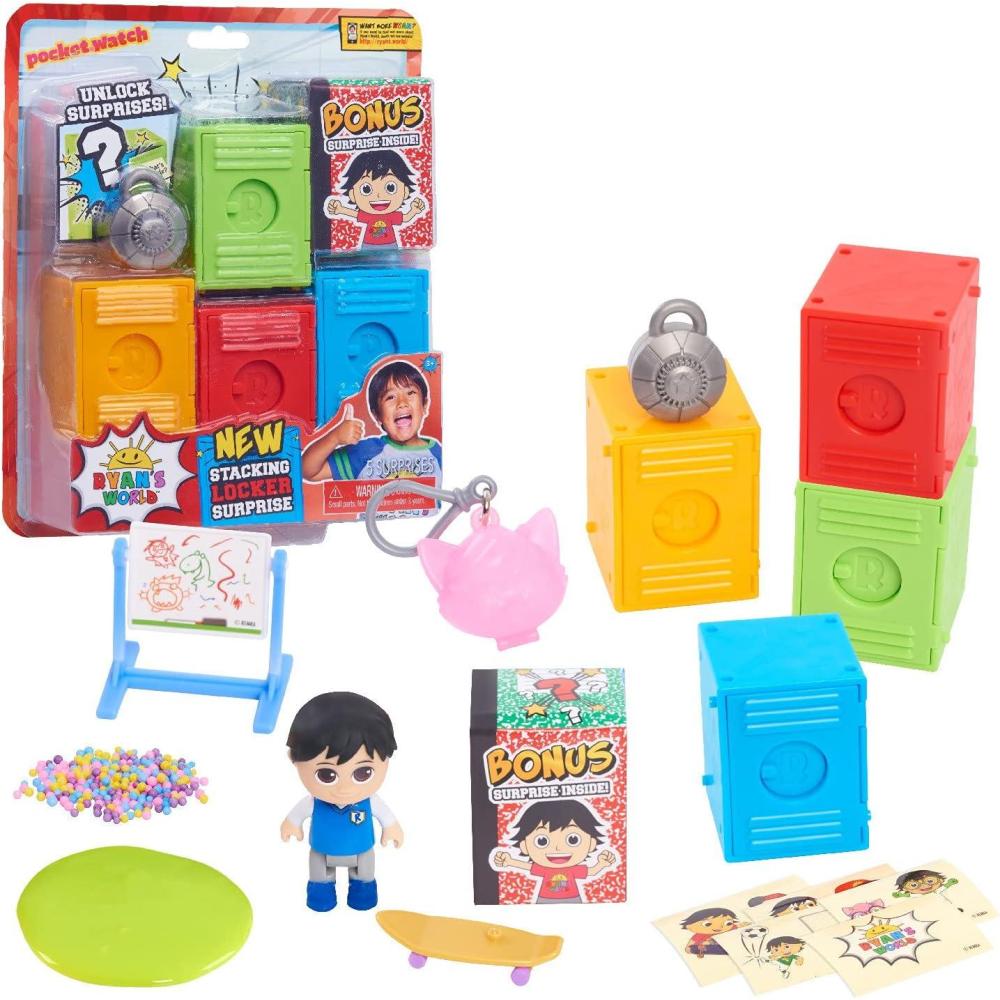 image:imageJust Play Ryans World Stacking Surprise Lockers 5 Prefilled Lockers Includes Figure Slime Keychain Styles May Vary Kids Toys for Ages 3 Up