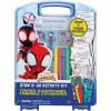Disney Stitch Stow & Go Activity Kit – 17-Piece Travel Art Set with Coloring Sheets, Crayons, Stickers & Carrying Case – Preschool Creative Kit for Ages 3+(Spidey)