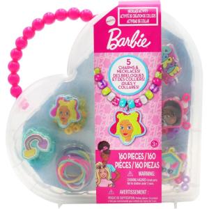 Tara Toys Barbie Necklace Activity Set – 160-Piece DIY Jewelry & Bead Kit with 5 Silicone Necklaces, 150+ Beads & Character Charms, Creative Craft Toy for Kids Ages 3+