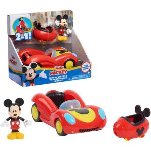 Disney Junior Mickey Mouse Funhouse Transforming Vehicle, Mickey Mouse, Red Toy Car, Preschool, Kids Toys for Ages 3 Up by Just Play