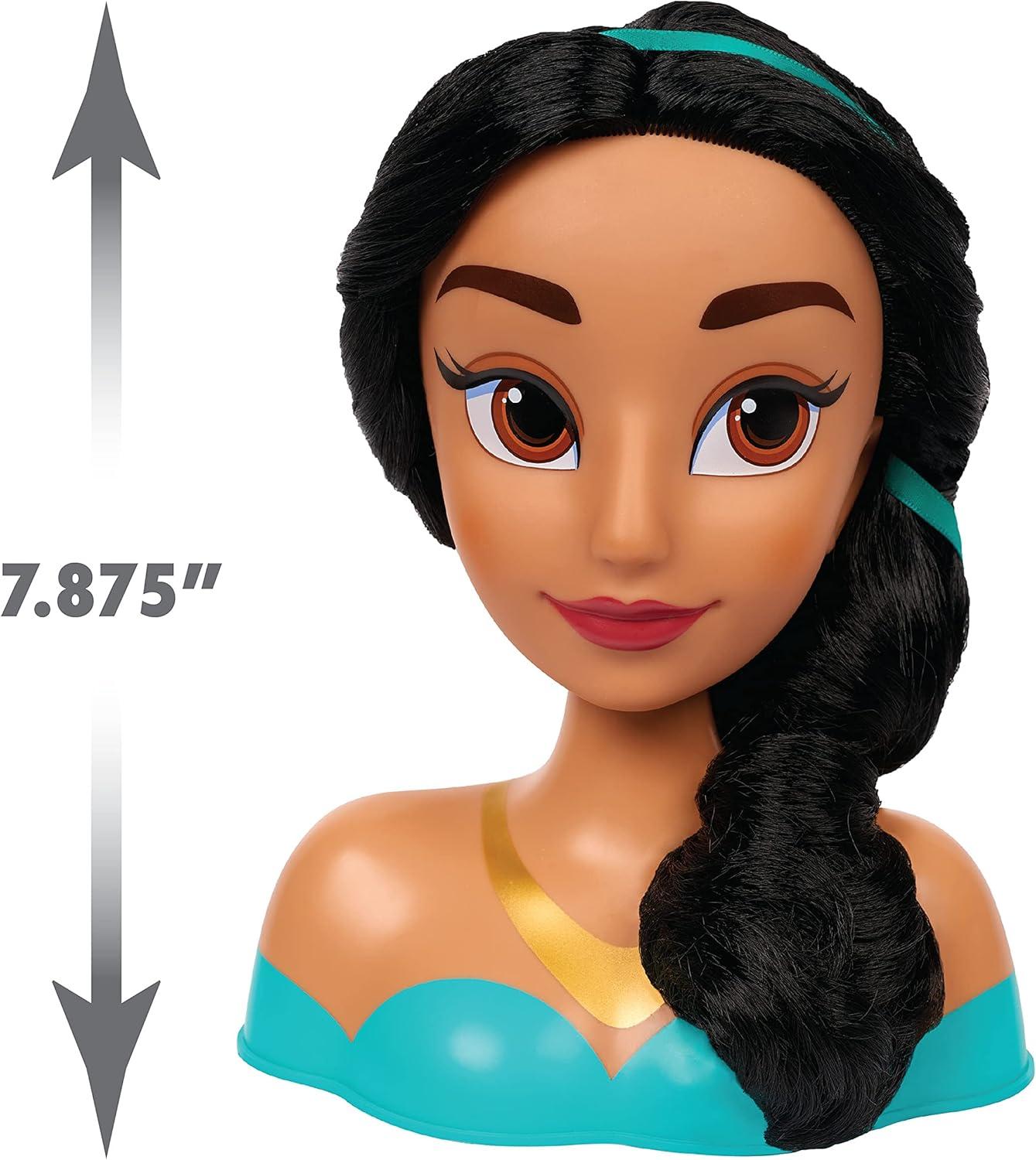 image:imageDisney Princess Jasmine Styling Head with Accessories 14pieces Black Hair and Brown Eyes Kids Toys for Ages 3 Up by Just Play
