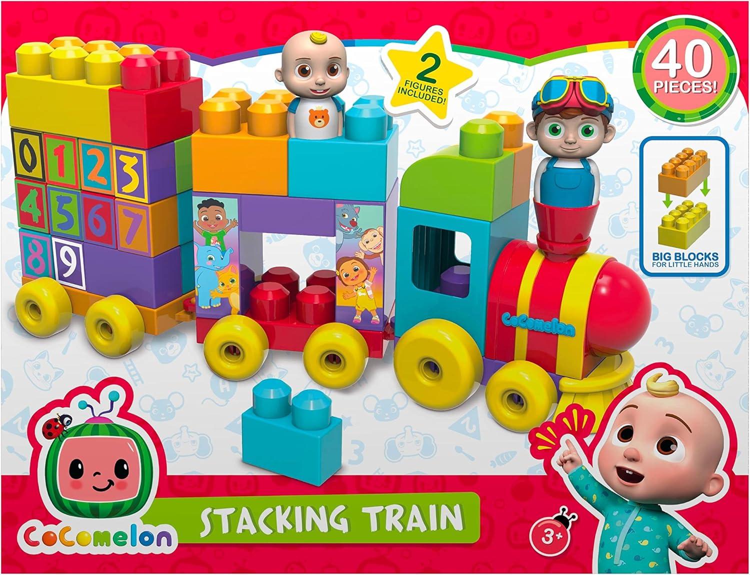 image:imageCoComelon Stacking Train 40 Piece Large Building Block Set 2 Figures Colors Numbers Officially Licensed Kids Toys for Ages 18 Month by Just Play