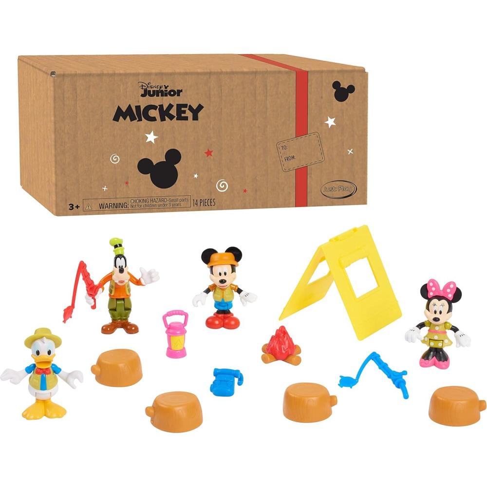 image:imageJust Play Disney Junior Mickey Mouse Funhouse 14 Piece Camping Figure Set Preschool Toys Officially Licensed Kids Toys for Ages 3 Up Amazon Exclusive