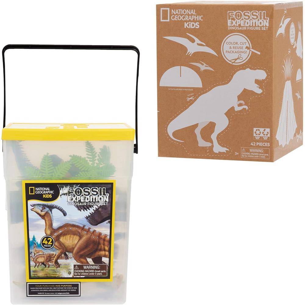 image:imageNational Geographic Kids Tub of Realistic Dinosaur Toy Figures Packaging from Recycled Material Storage Container Kids Toys for Ages 3 Up Amazon ExclusiveFossil Expedition