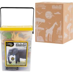 National Geographic Kids Tub of Realistic Dinosaur Toy Figures, Packaging from Recycled Material, Storage Container, Kids Toys for Ages 3 Up, Amazon Exclusive(Wildlife Expedition)