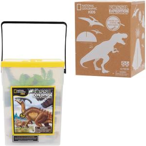 National Geographic Kids Tub of Realistic Dinosaur Toy Figures, Packaging from Recycled Material, Storage Container, Kids Toys for Ages 3 Up, Amazon Exclusive(Fossil Expedition)
