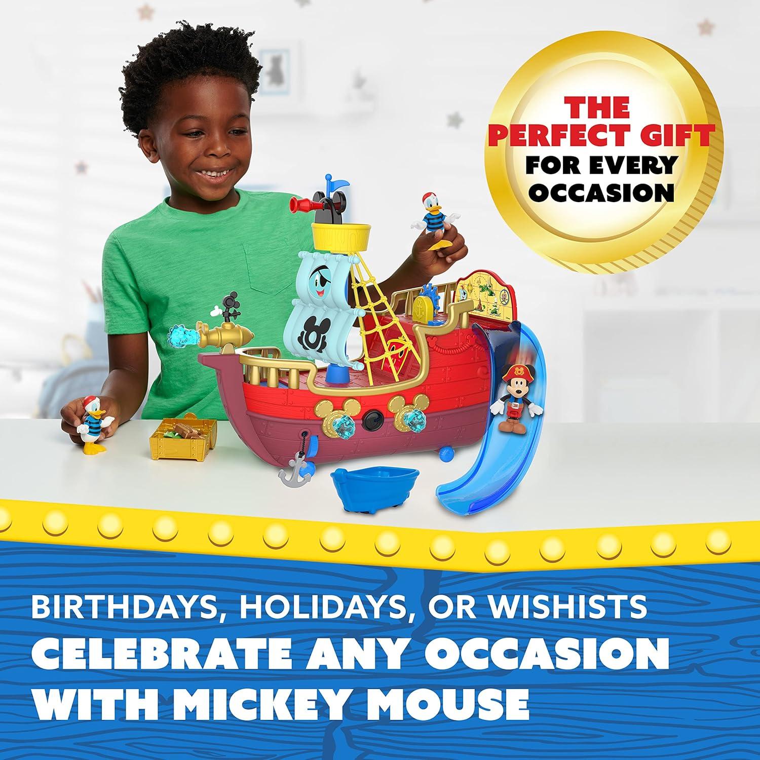 image:imageDisney Junior Mickey Mouse Funhouse Treasure Adventure Pirate Ship with Bonus Figures 18Piece Toy Figures and Playset Kids Toys for Ages 3 Up Amazon Exclusive by Just Play