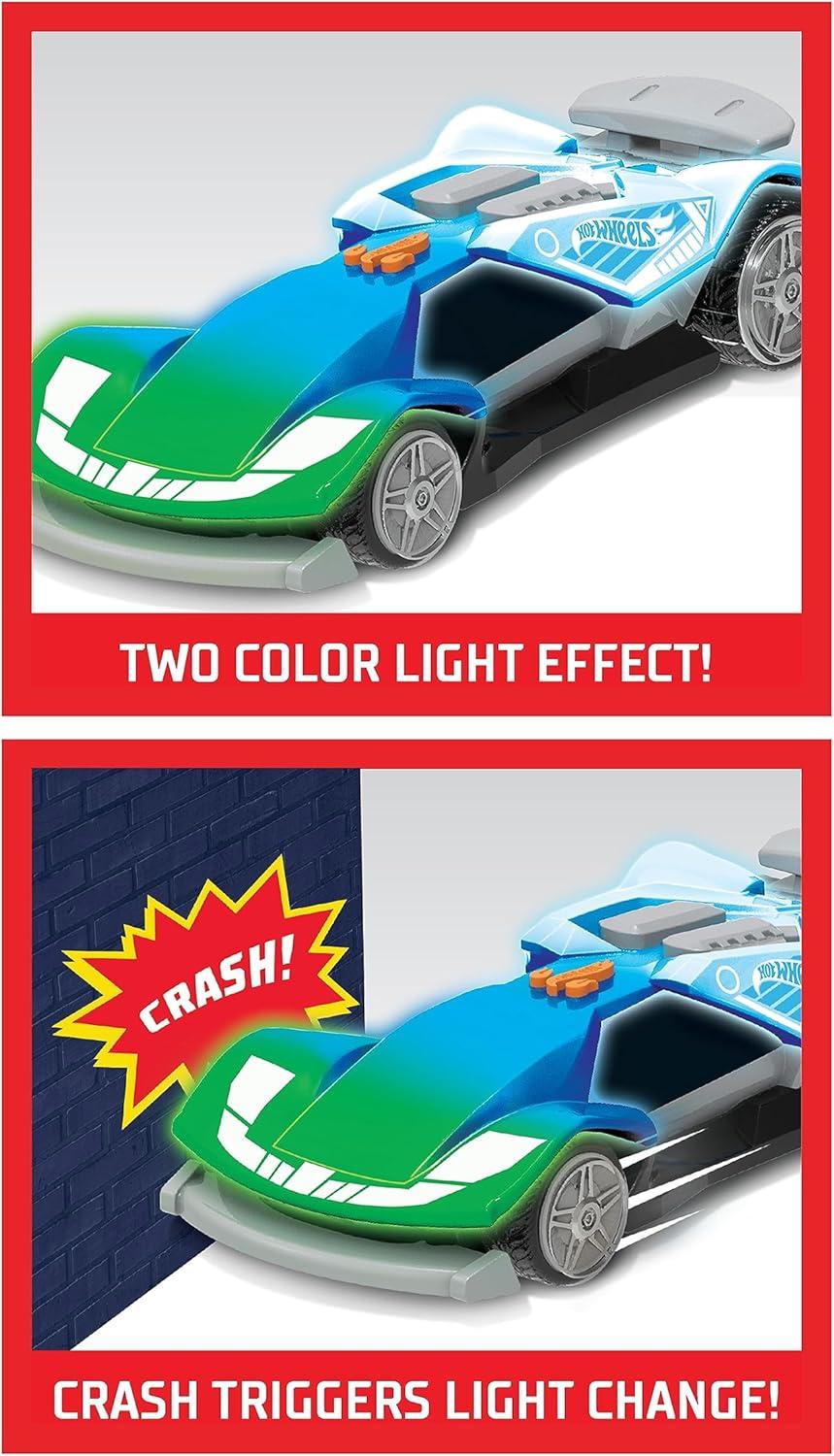 image:imageHot Wheels Color Crashers Cyber Speeder Vehicle 10Inch Blue Motorized Toy Car with Lights and Realistic Racing Sounds Kids Toys for Ages 3 Up by Just PlayBlue