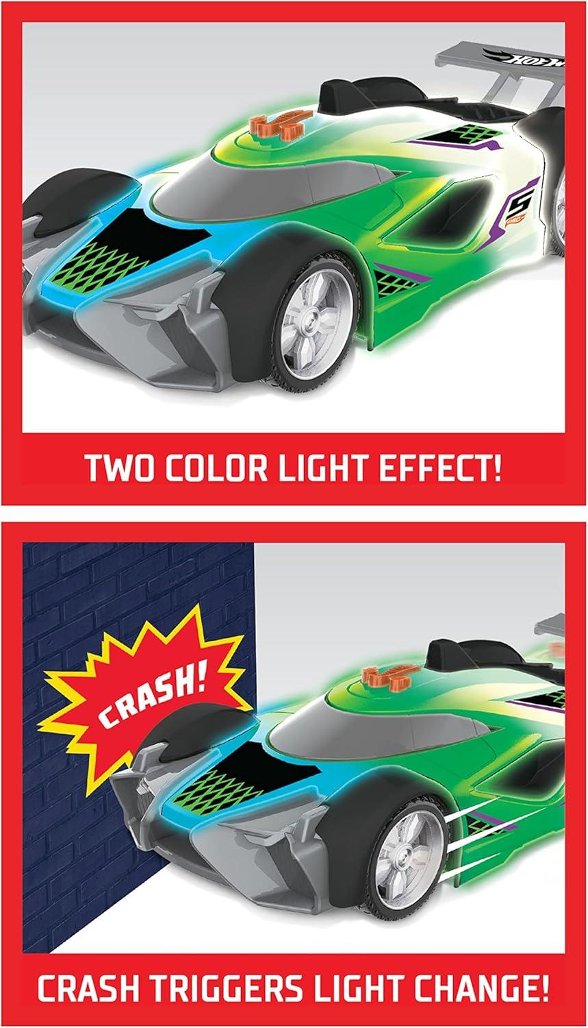 image:imageHot Wheels Color Crashers Cyber Speeder Vehicle 10Inch Blue Motorized Toy Car with Lights and Realistic Racing Sounds Kids Toys for Ages 3 Up by Just PlayGreen